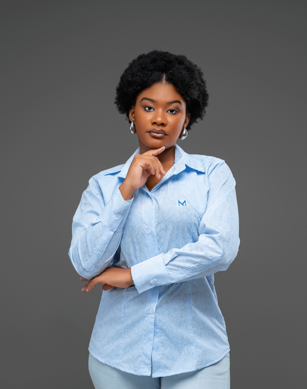 La chemise rayée avec motif florale MADIFA bleu